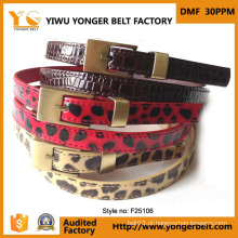 Muitos Estilos Colorido Moda Skinny Mulheres Leopard Print Leather Belt